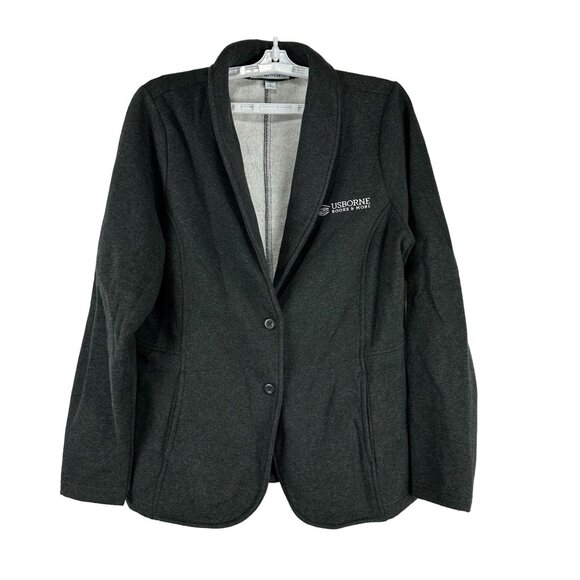Port Authority Ladies Charcoal Blazer Usborne Books Logo Size L - Picture 1 of 7